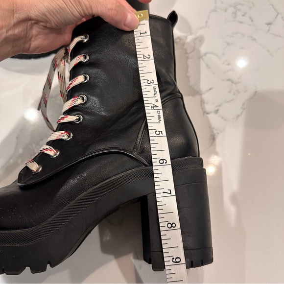 Rouge Helium Womens Regal Platform Lace Up Combat Boots Size 8 Black Side Zip - Picture 16 of 16